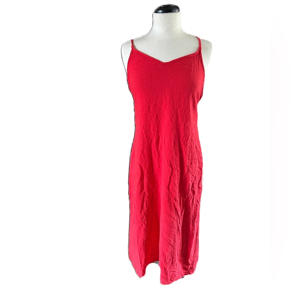 Kona Sol Dress Women Large Red Cotton Textured Sleeveless Swim Beach Coverup